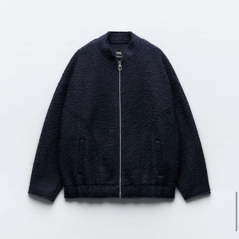Zara Black Textured Zip-Up Jacket🩵